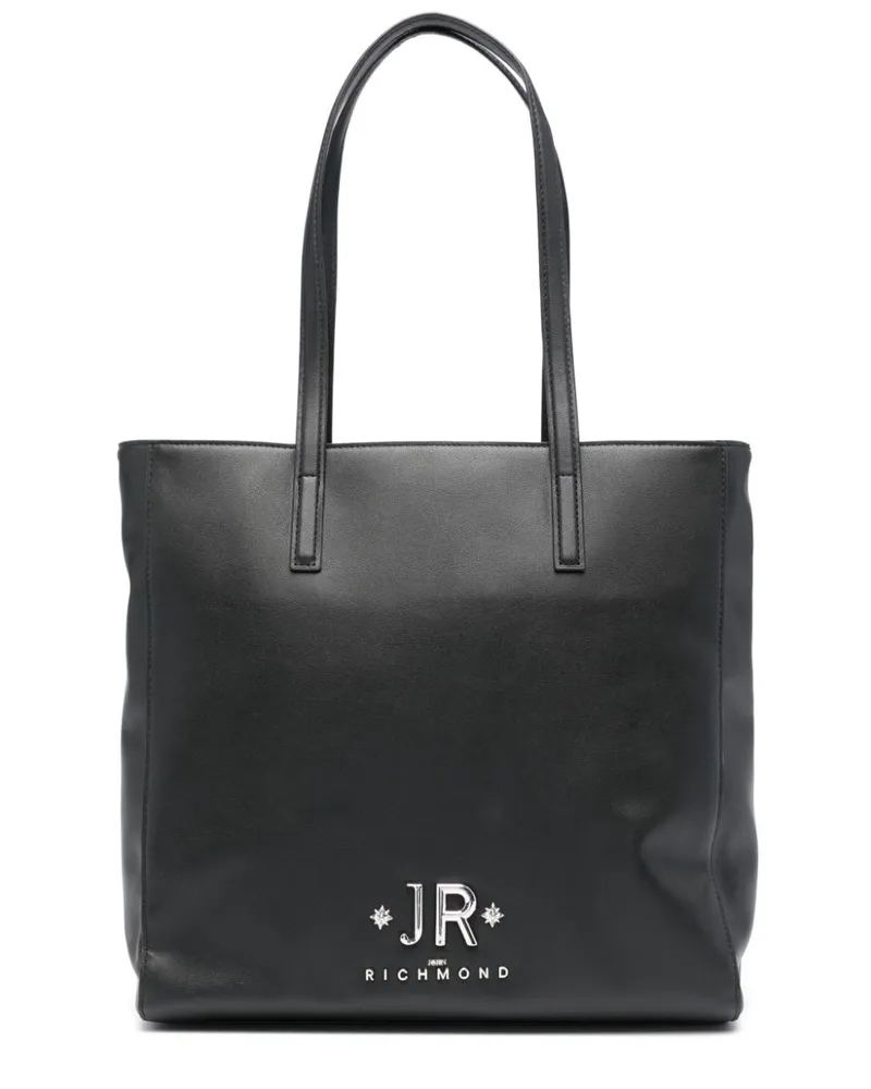 John Richmond Schultertasche mit Logo-Schild Schwarz