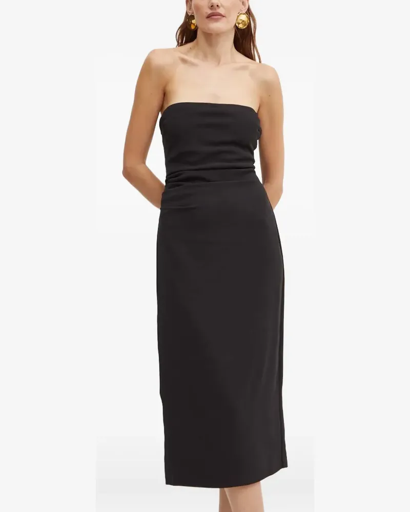 Bardot Schulterfreies Kleid mit Schlitz - Schwarz Schwarz