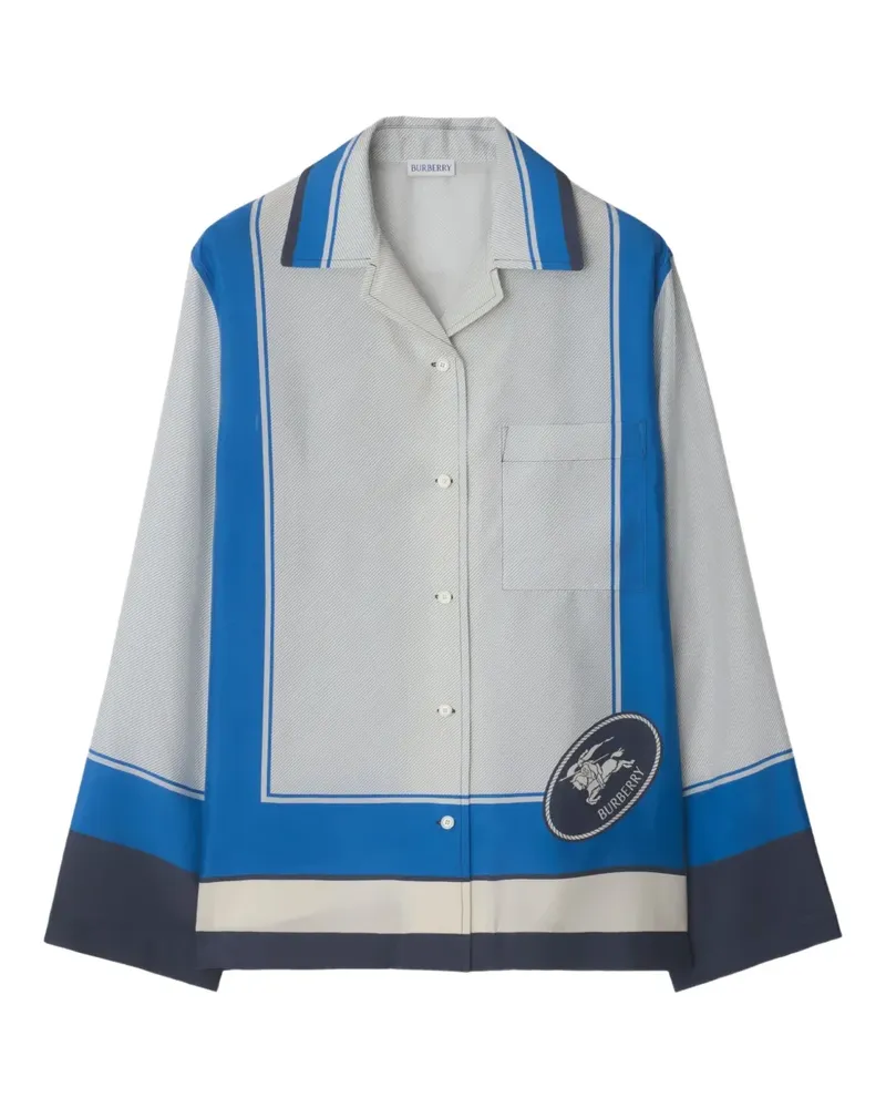 Burberry EDK Seidenhemd mit Stempel - Grau Grau