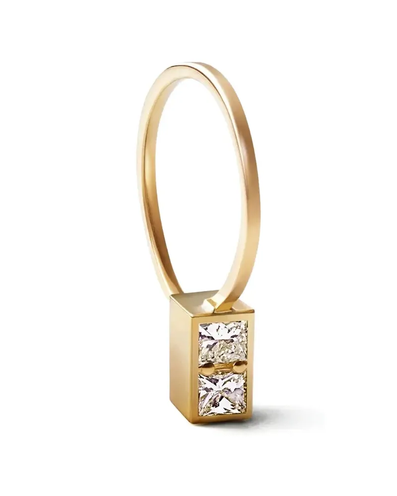 SHIHARA box-shaped diamond hoop earring - Gold Gold