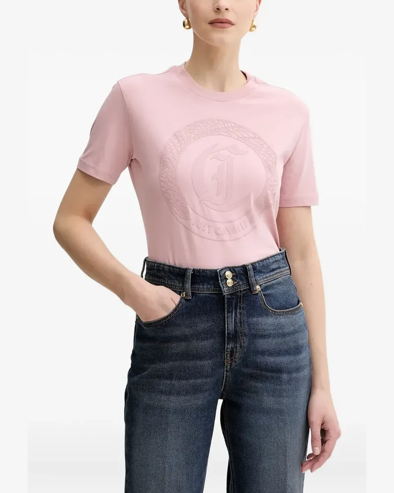 Just Cavalli Rundhals-T-Shirt mit Logo-Prägung - Rosa Rosa