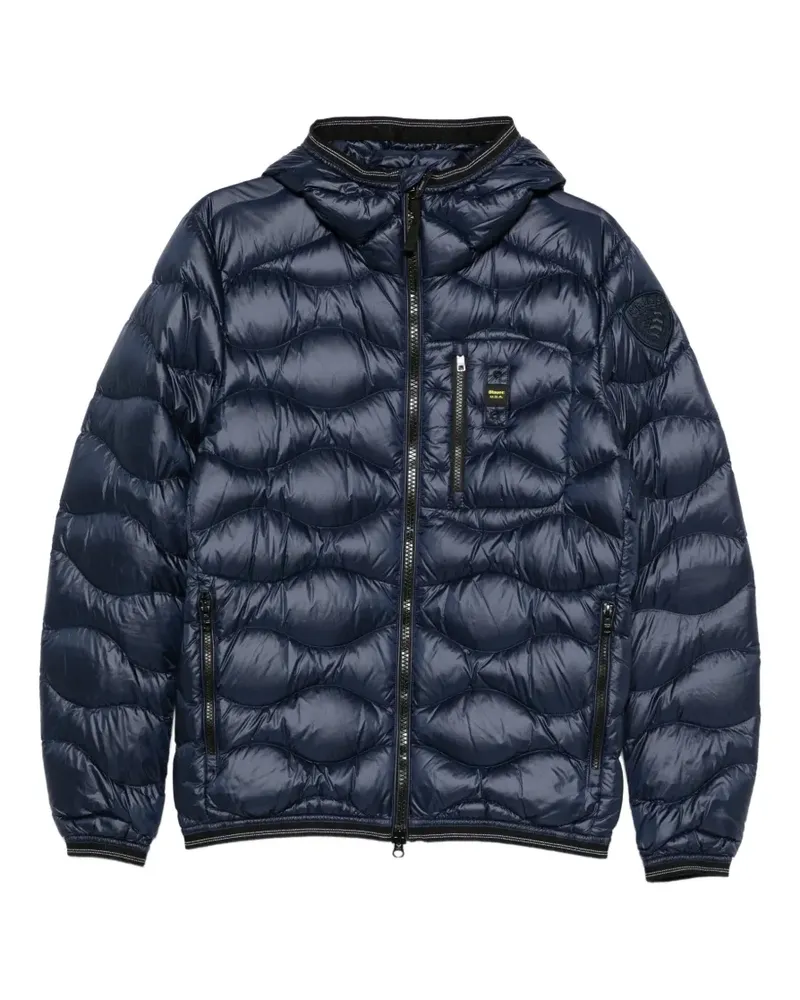 Blauer Gesteppte Kapuzenjacke Blau