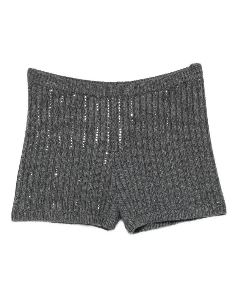 Twin-Set sequin-embellished ribbed shorts - Grau Grau