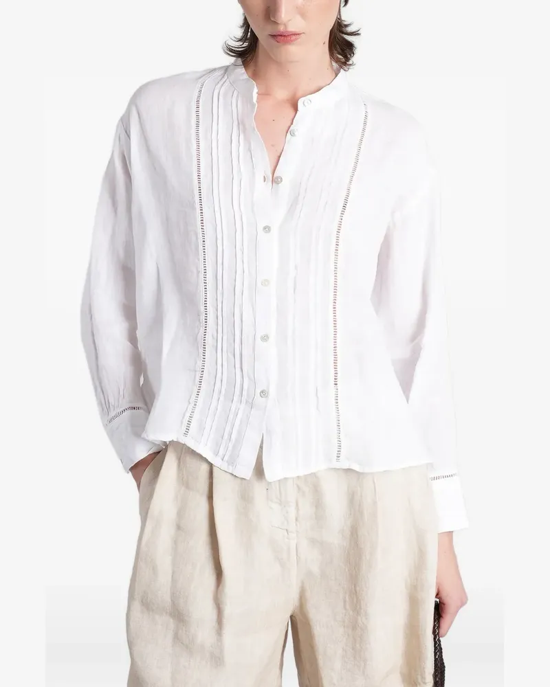 120% Lino pin-tucked open-stitch shirt - Weiß Weiß