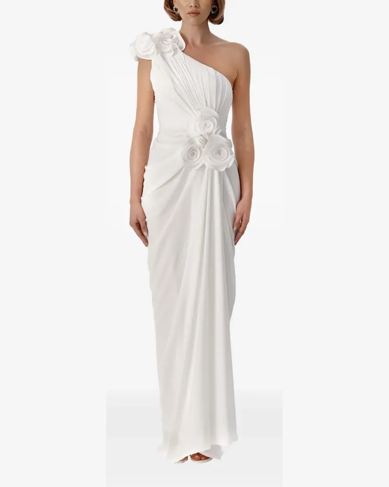 Ana Radu rose-embellished one-shoulder dress - Weiß Weiß