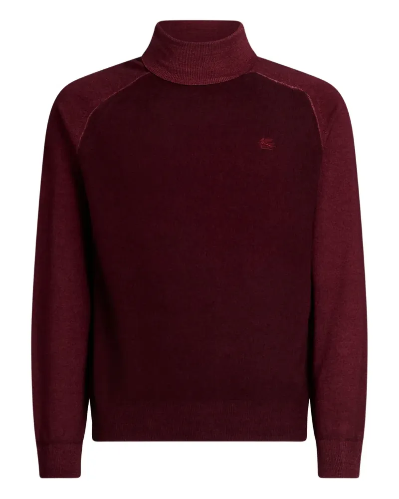 Etro Pegaso Rollkragenpullover mit Logo - Rot Rot