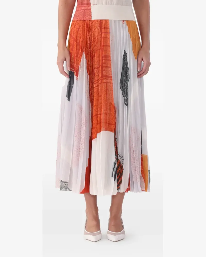 Jason Wu x Robert Rauschenberg pleated artwork midi skirt - Weiß Weiß