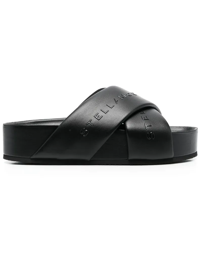 Stella McCartney Flatform-Sandalen mit Logo-Riemen - Schwarz Schwarz