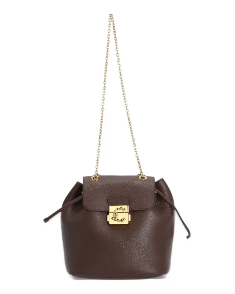 Coccinelle small C-Me Lock grained-leather backpack - Braun Braun