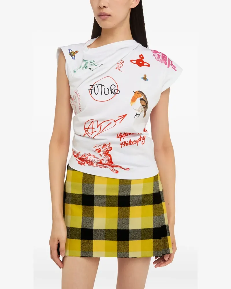 Vivienne Westwood Drapiertes Herbo T-Shirt mit grafischem Print - Weiß Weiß