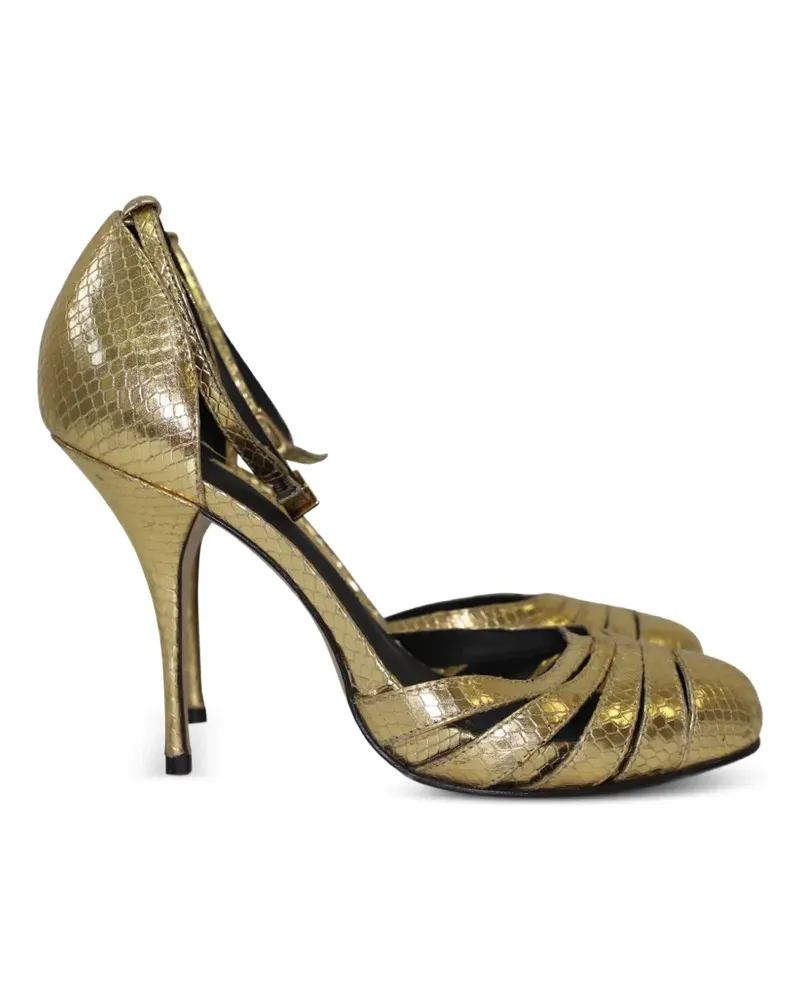Carvela Pumps mit Riemen in Pythonleder-Optik - Gold Gold