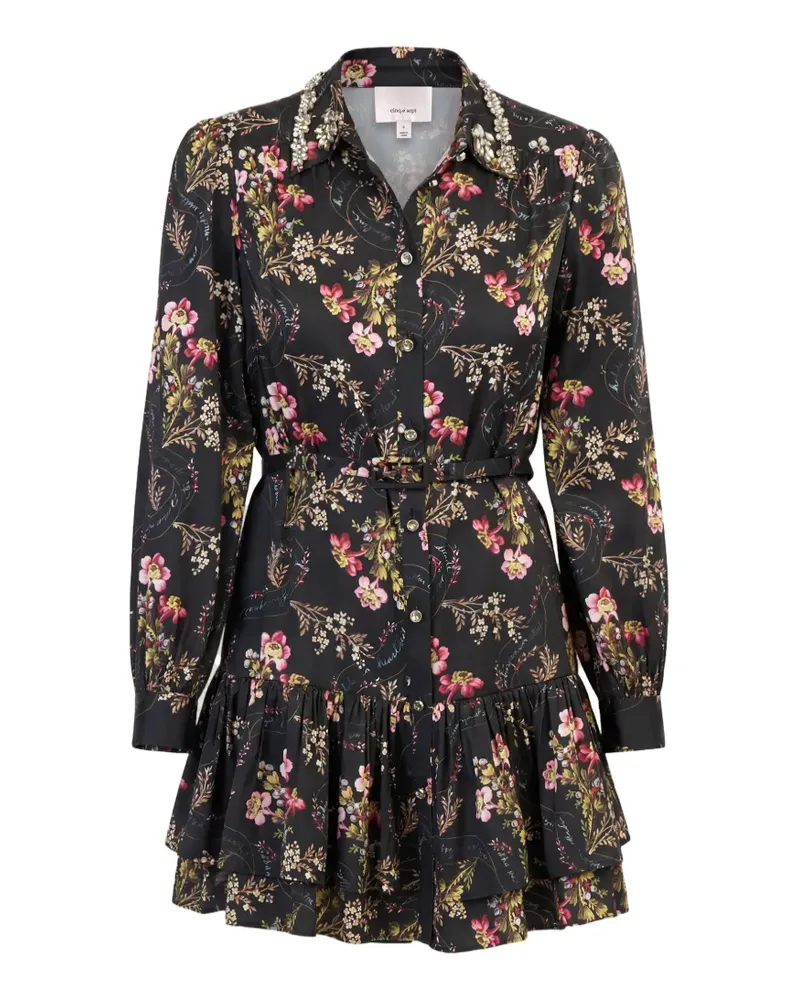 Cinq à Sept Emilienne Love Letter Minikleid mit Blumenprint - Schwarz Schwarz