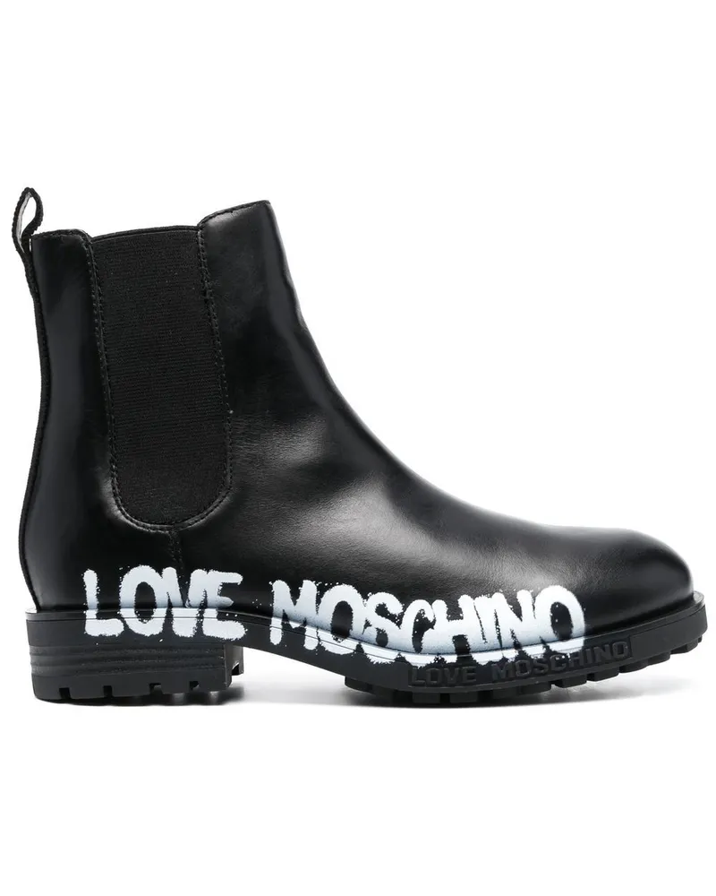 Moschino Stiefeletten mit Logo-Print - Schwarz Schwarz