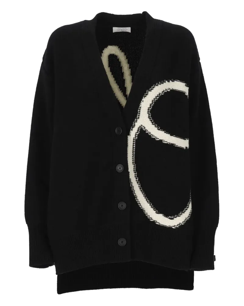 OFF-WHITE Cardigan mit Intarsien-Logo - Schwarz Schwarz