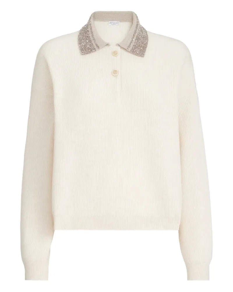 Brunello Cucinelli Pullover mit Paillettenkragen - Nude Nude