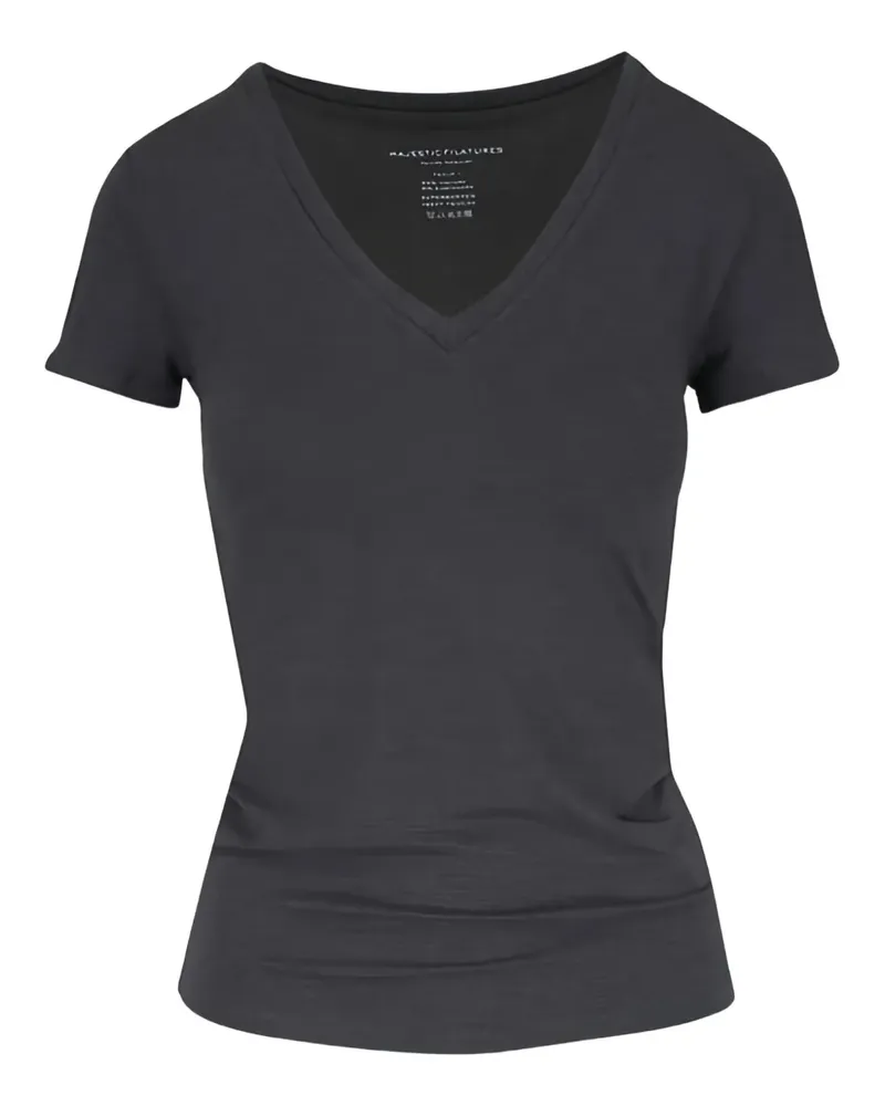 Majestic Anthracite Stretch Oberteil mit gerollten Bündchen - Grau Grau