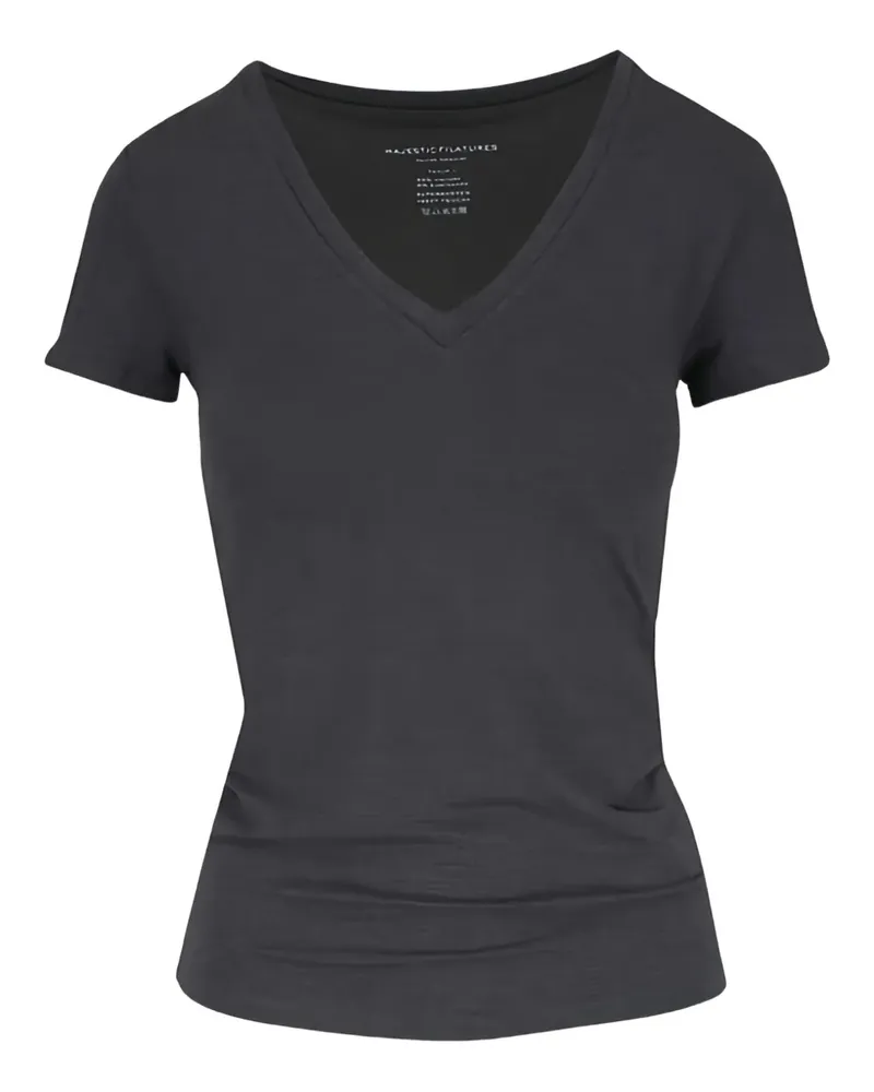 Majestic Anthracite Stretch Oberteil mit gerollten Bündchen - Grau Grau