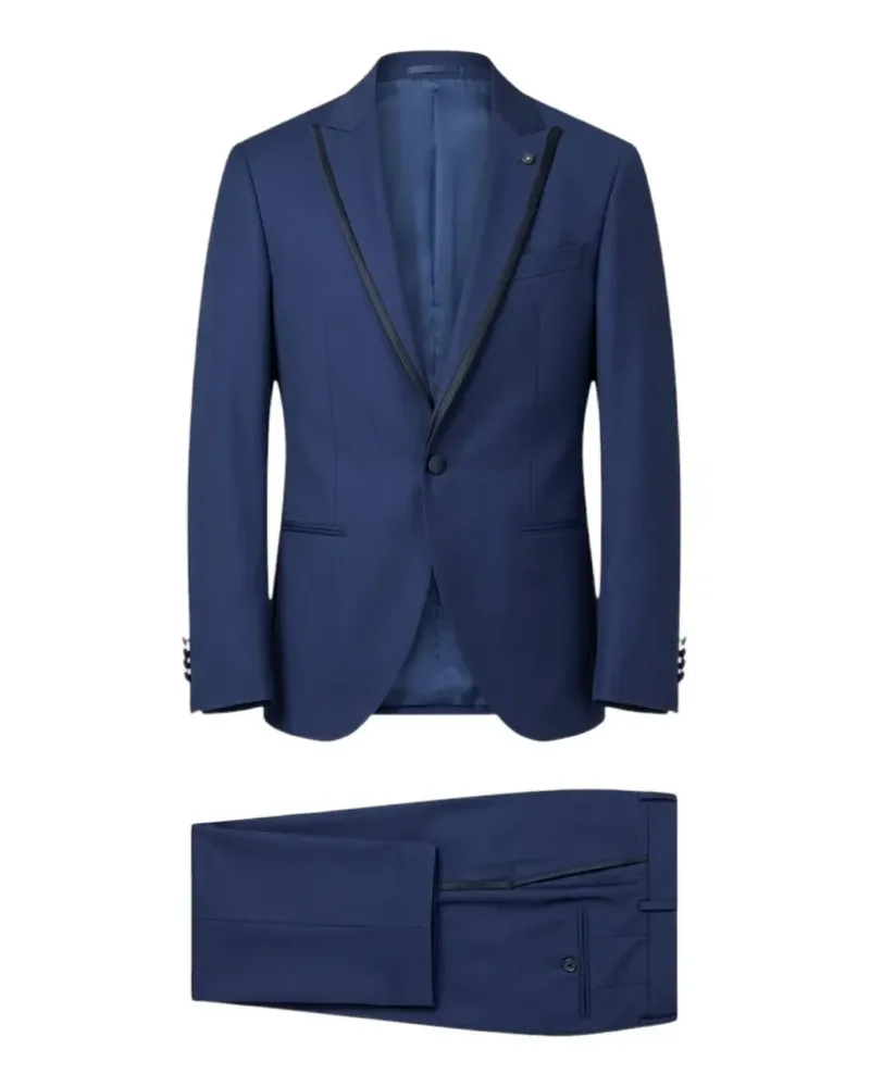 Luigi Bianchi Mantova satin-trim peaked-lapel suit - Blau Blau