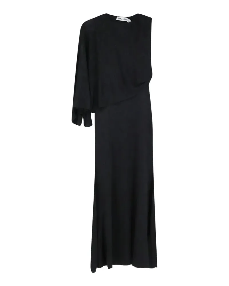 Self-Portrait asymmetric draped maxi dress - Schwarz Schwarz