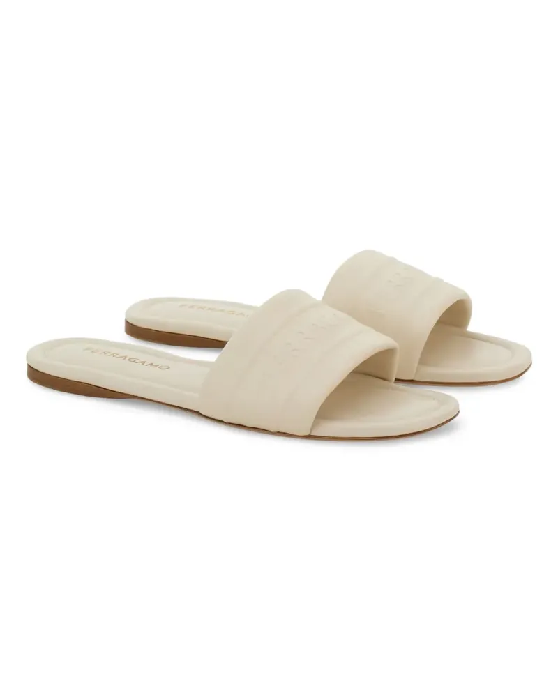 Ferragamo Pantoletten mit Logo - Nude Nude