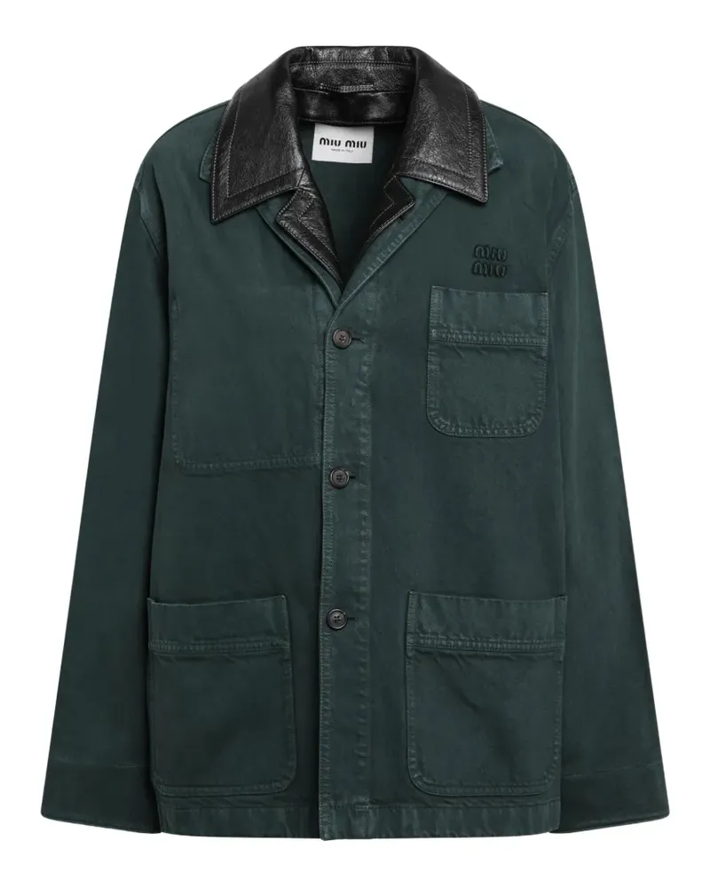 Miu Miu single-breasted logo-embroidered jacket - Grün Grün