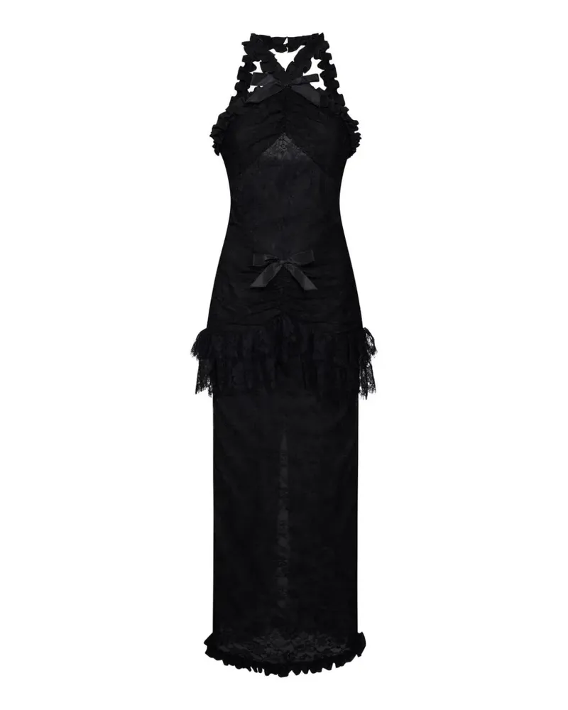 Alessandra Rich Chantilly lace halterneck maxi dress - Schwarz Schwarz