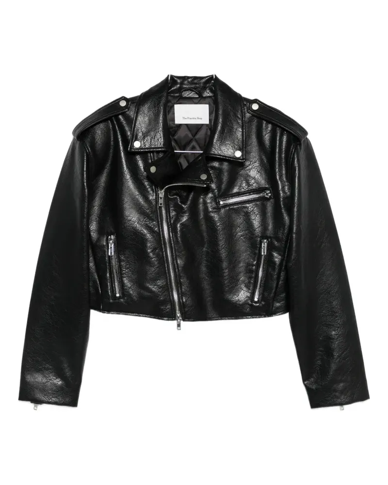 FRANKIE Shop Daphne cropped biker jacket - Schwarz Schwarz