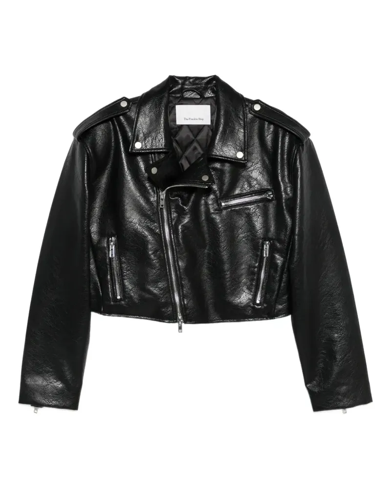FRANKIE Shop Daphne cropped biker jacket - Schwarz Schwarz