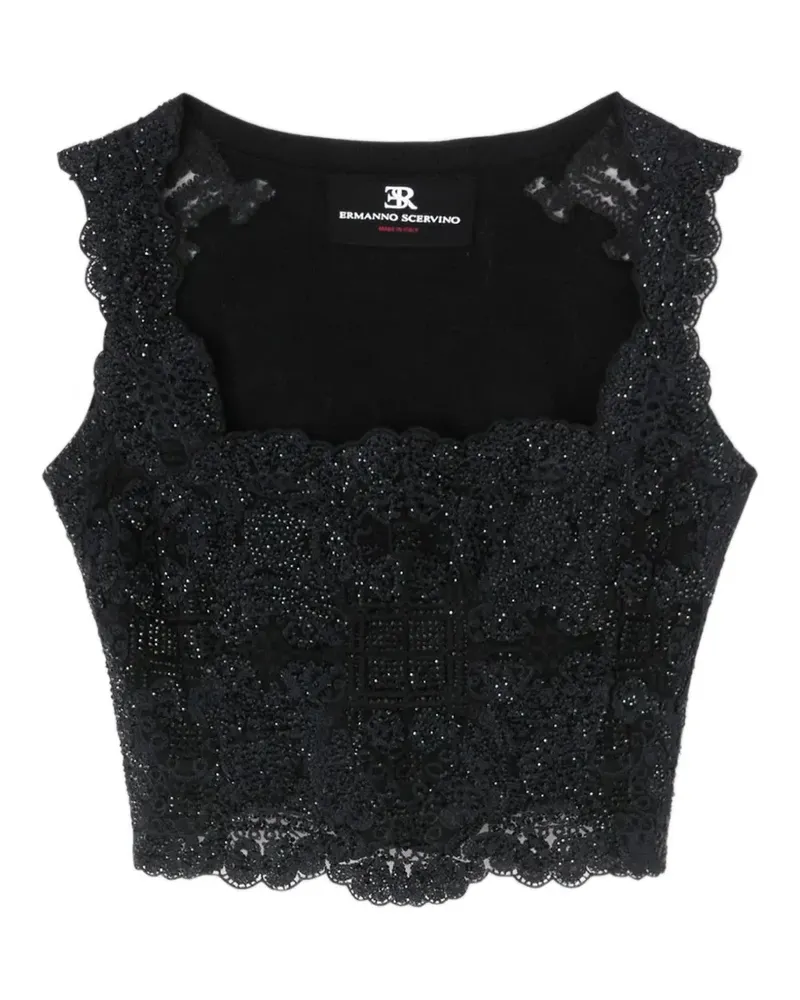 Ermanno Scervino sequin-embellished lace top - Schwarz Schwarz