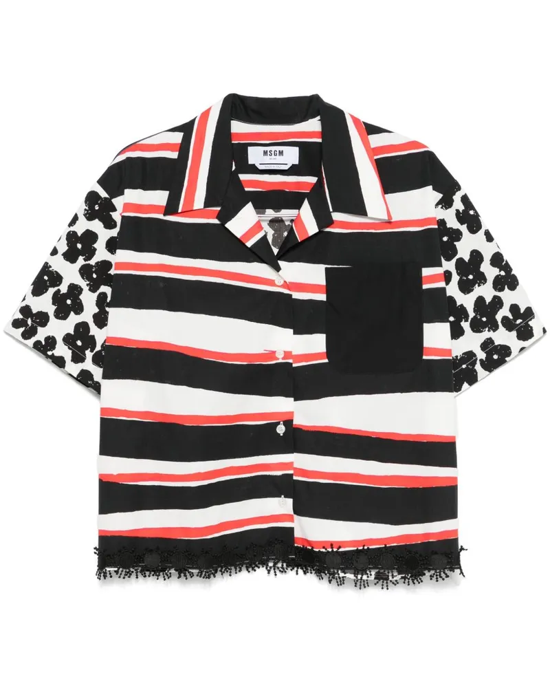 MSGM Gestreiftes Hemd - Schwarz Schwarz