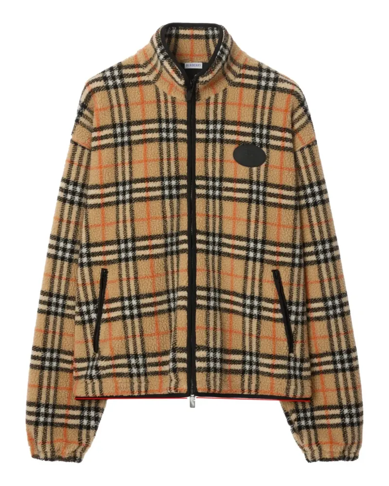 Burberry Karierte Fleecejacke mit Stehkragen - Nude Nude