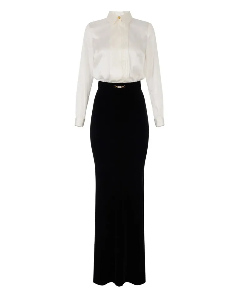 Elisabetta Franchi Maxikleid mit Falten - Nude Nude