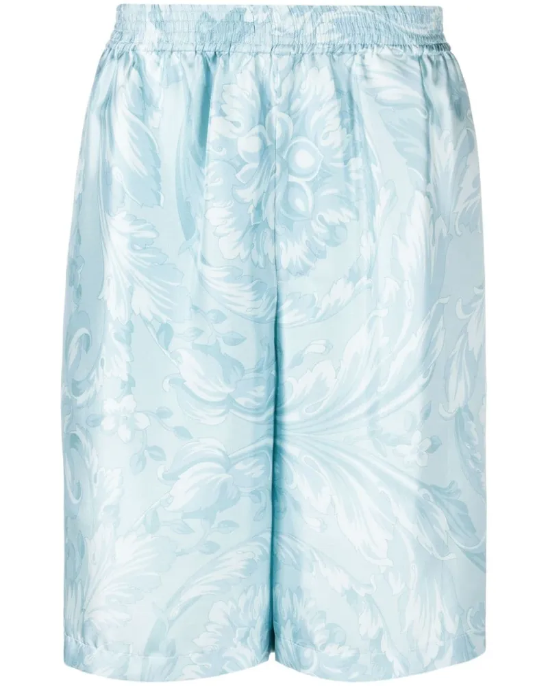 Versace Shorts aus Seide mit Barocco-Print - Blau Blau