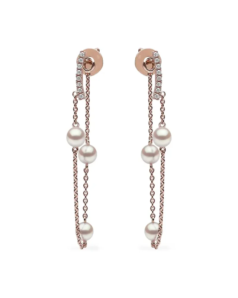 YOKO London 18kt Rotgoldohrringe mit Süßwasserperle und Diamant - Rosa Rosa