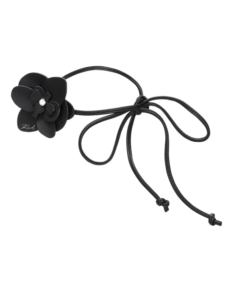 Karl Lagerfeld K/Signature Halskette mit Blume - Schwarz Schwarz