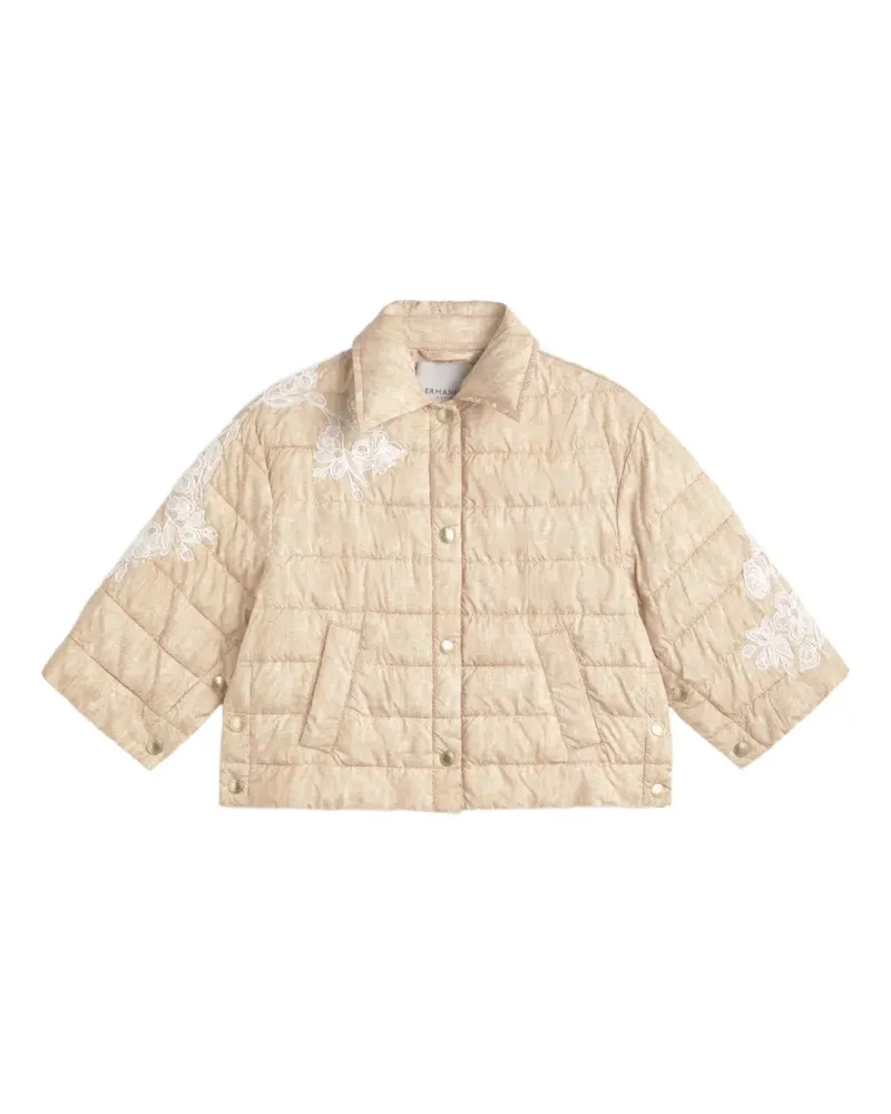 Ermanno Scervino floral-embroidered quilted jacket - Nude Nude