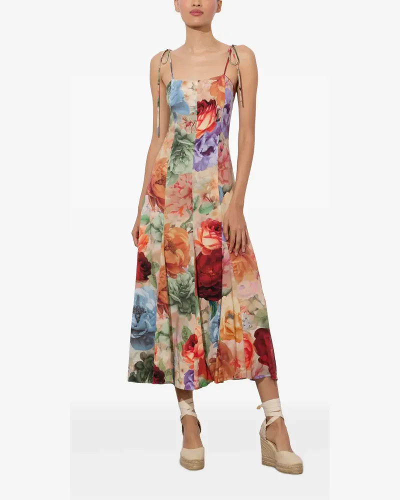 Alice + Olivia Jeanette Midikleid mit Blumen-Print - Orange Orange