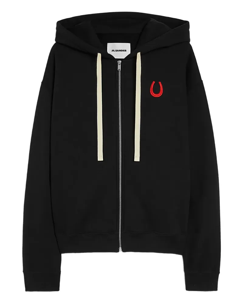 Jil Sander Kapuzenjacke mit Stickerei - Schwarz Schwarz