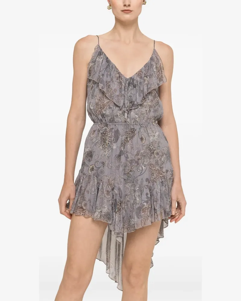 NISSA printed chiffon asymmetric mini dress - Violett Violett