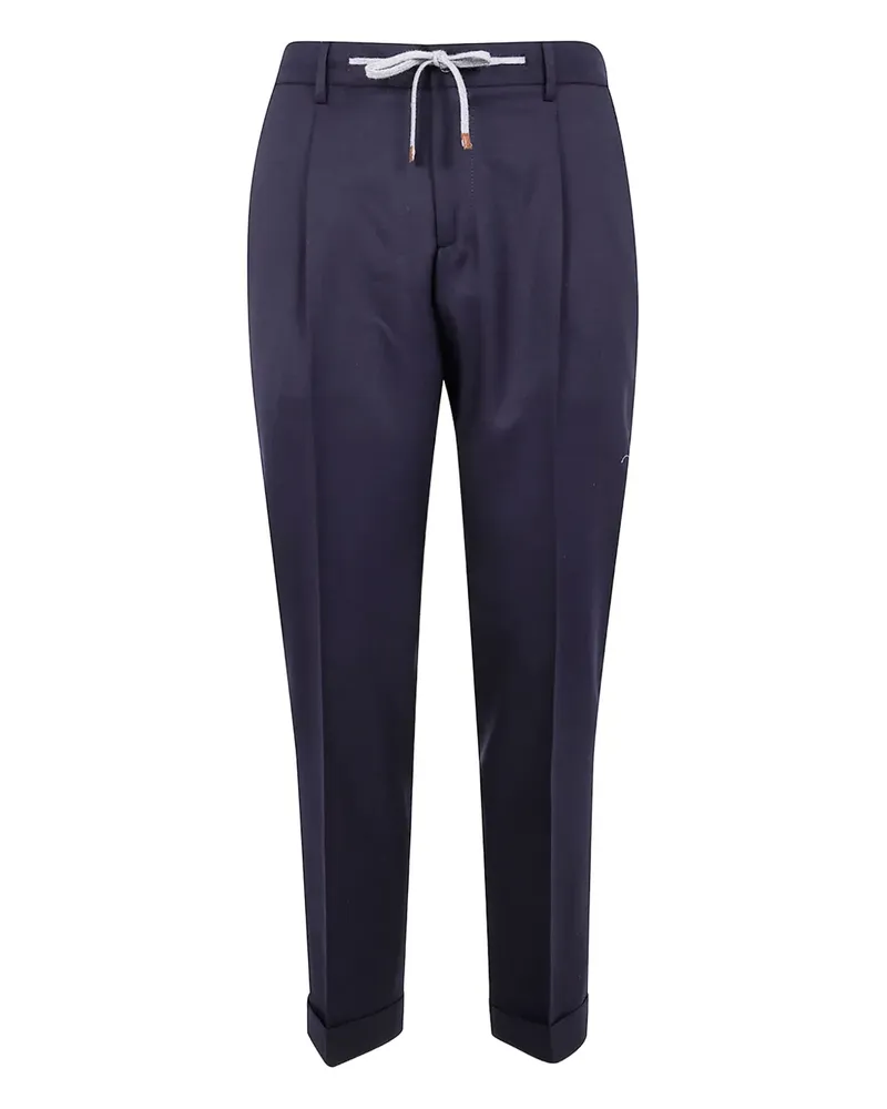 BARBA Roma Bundfaltenhose mit Kordelzug - Blau Blau