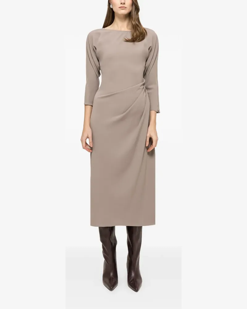 NISSA pleat midi dress - Grau Grau