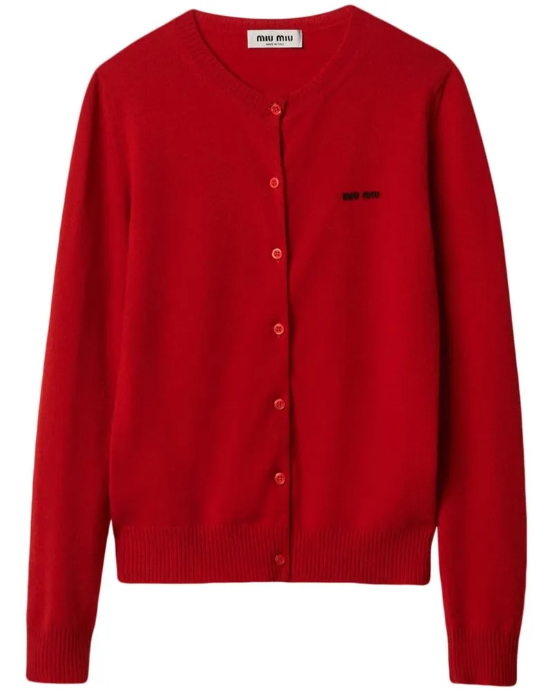 Miu Miu Kaschmircardigan mit Logo-Stickerei - Rot Rot