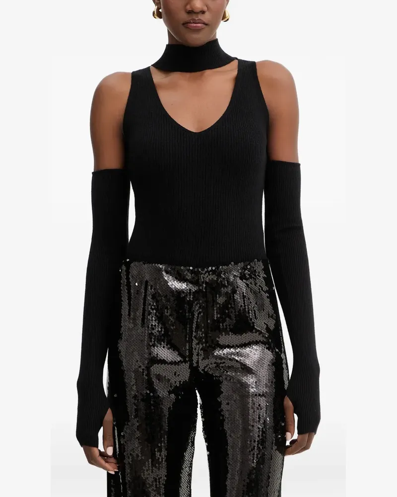 HAVEONE ribbed top - Schwarz Schwarz