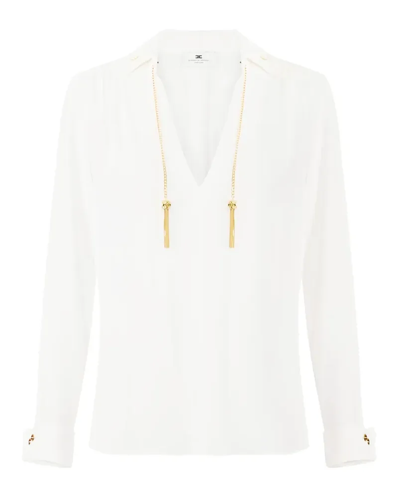 Elisabetta Franchi Bluse mit Quasten - Weiß Weiß