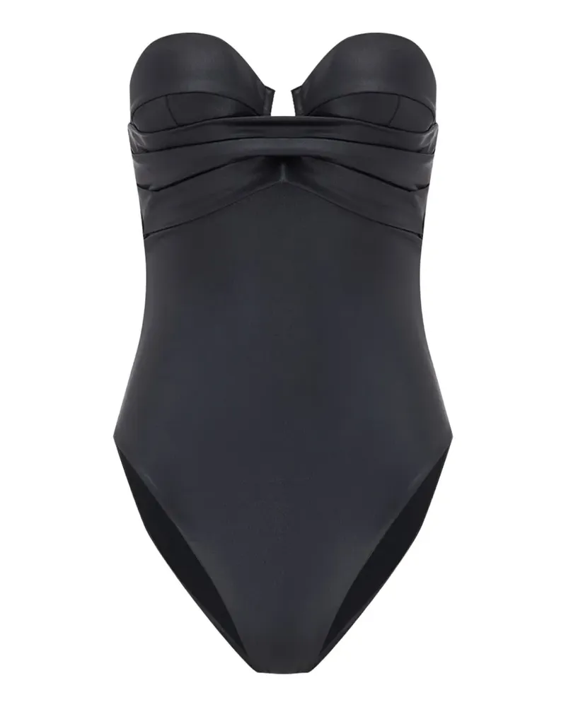 Balmain strapless draped swimsuit - Schwarz Schwarz