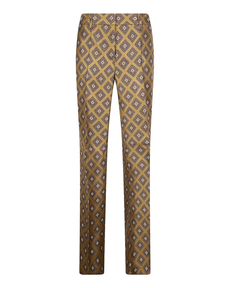 Alberto Biani geometric-print straight-leg trousers - Nude Nude