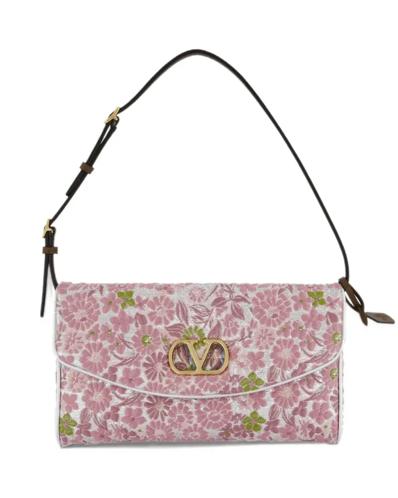 Valentino Garavani Kleine DeVain Schultertasche aus Jacquard-Lurex - Rosa Rosa