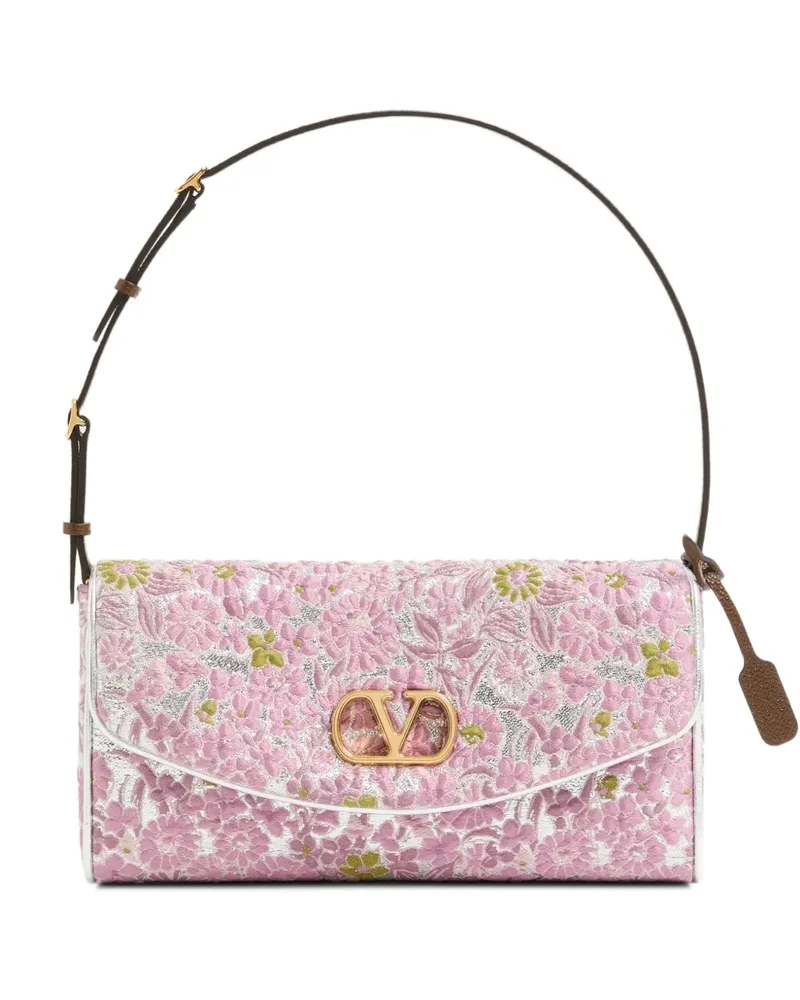 Valentino Garavani Kleine DeVain Schultertasche aus Jacquard-Lurex - Rosa Rosa