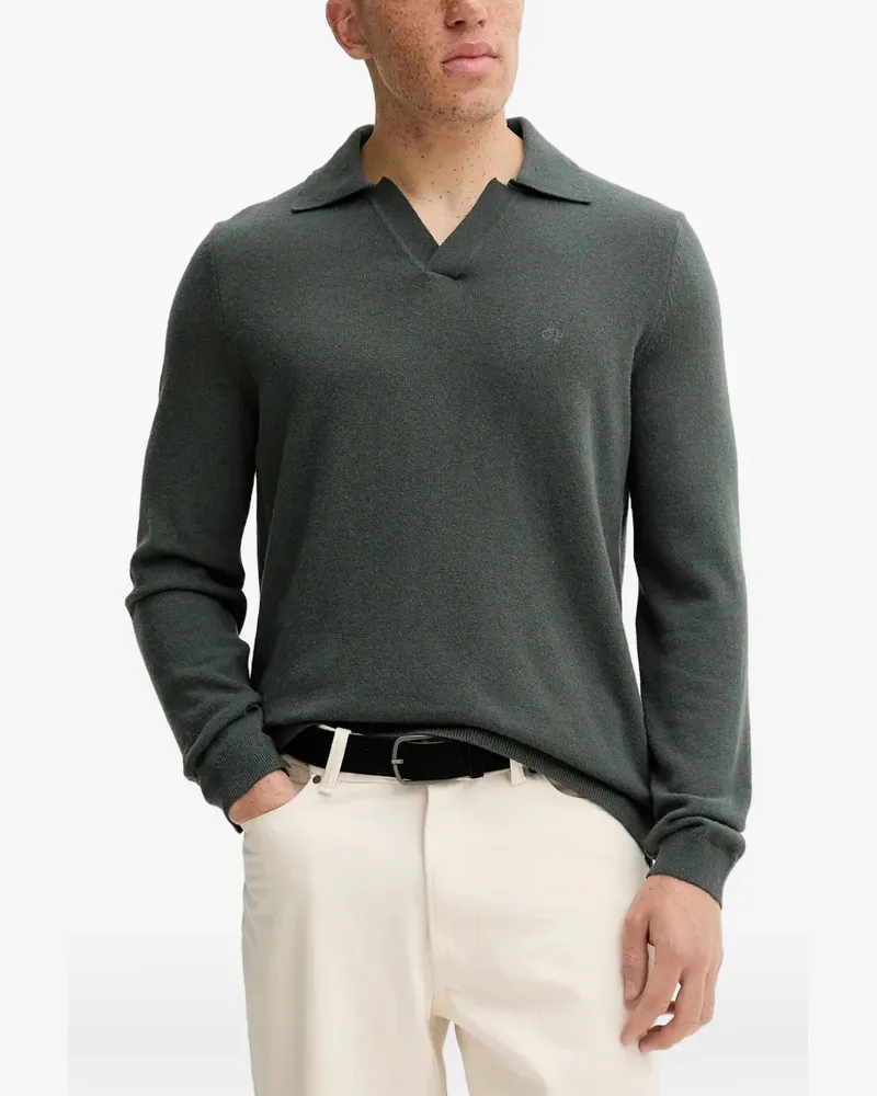 Marc O'Polo V-neck logo sweater - Grün Grün