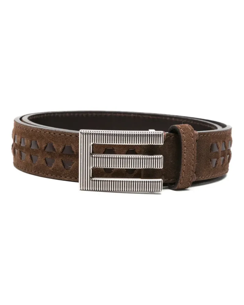 Etro Ledergürtel mit Logo-Schnalle - Braun Braun